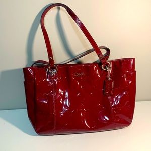 Coach embossed patent leather handbag. Red